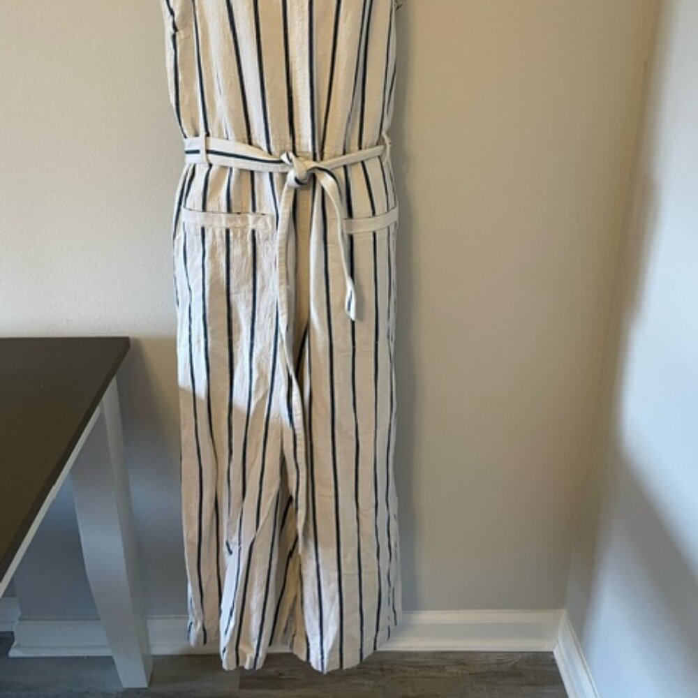Madewell Coverall Button Jumpsuit blue off-White Striped Size XL - Picture 2 of 7